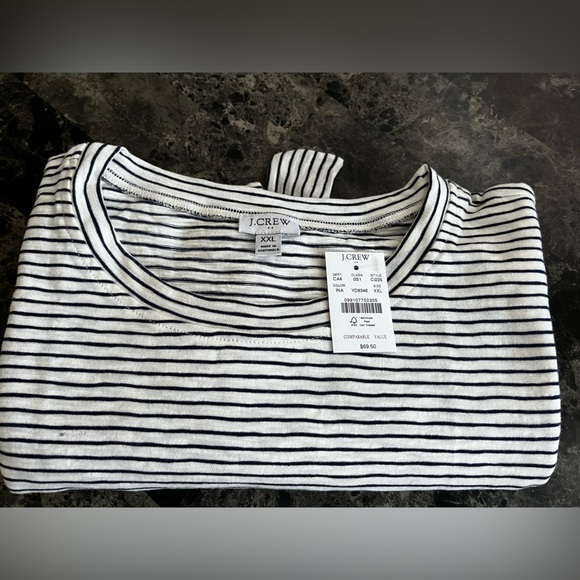 J Crew Women's Striped Tie Waist Mini Shirt Dress 100% Cotton Party Black White - Picture 6 of 6